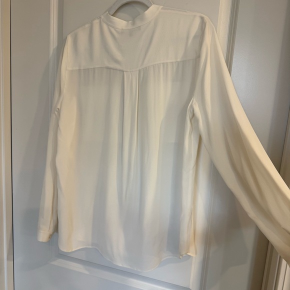 Lafayette 148 New York White Crepe Silk Blouse with Pockets - Picture 11 of 12